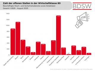 7 Zahl offene Stellen nach Bundesländern, August 2025